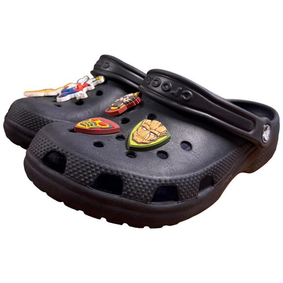 CROCS Size J5 Black Clogs Jibbitz Disney Mickey Goofy Marvel Guardian Galaxy - Picture 3 of 16